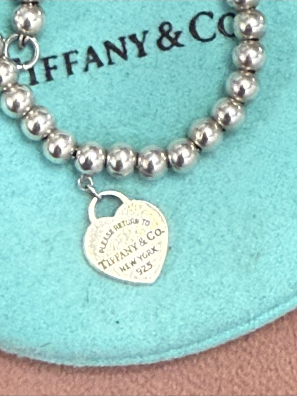 Tiffany & Co. Sterling Silver Bead Bracelet with Heart Tag - Silver